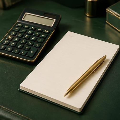 Calculadora, libreta y bolígrafo para organizar las deudas